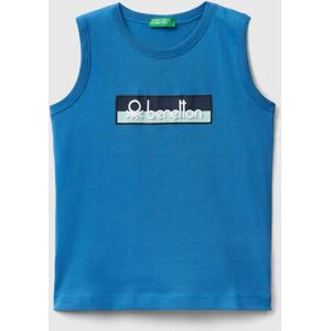 United Benetton, Tank Top In 100% Organic Cotton With Logo, size 110, Blue, Kids