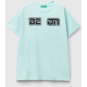 United Benetton, 100% Organic Cotton T-shirt With Logo, size L, Aqua, Kids