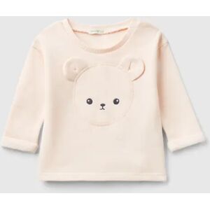 United Benetton, Organic Cotton Sweatshirt With Embroidery, size 50, Peach, Kids