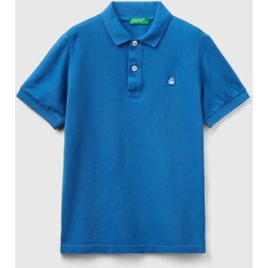 United Benetton, Slim Fit Polo In 100% Organic Cotton, size S, Blue, Kids