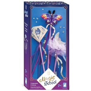 Janod School-3 Create Wands-Kids Activity-Arts & Crafts Kit ze wstążkami, cekinami i nicią szenilową magiczny wszechświat zestaw dla dzieci w wieku 3 +, J09136, wielokolorowy