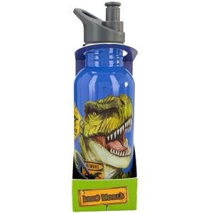 Depesche 12900 Dino World Danger butelka do picia w kolorze niebieskim z motywem Trex, butelka sportowa ze szczelną nasadką do picia, pojemność ok. 600 ml