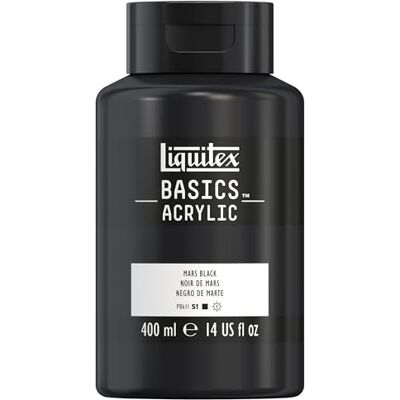 Liquitex 8870335 Basics farba akrylowa, monopigmentowane pigmenty artystyczne, światłotrwała, średnia lepkość, jakość archiwalna, wykończenie jedwabiście błyszczące, 400ml garnek, Mars Black Liquitex 8870335 Basics farba akrylowa, monopigmentowane pigmenty artystyczne, światłotrwała, średnia lepkość, jakość archiwalna, wykończenie jedwabiście błyszczące, 400ml garnek, Mars Black