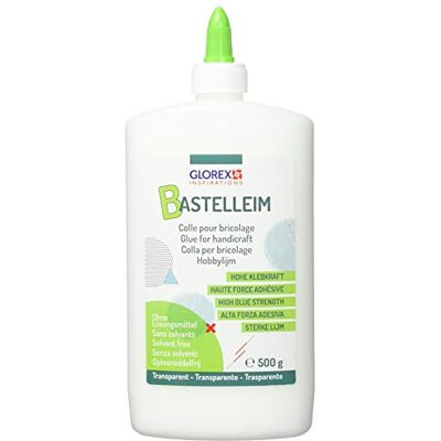 Glorex 6 8090 813 uniwersalny klej do majsterkowania, butelka 500 g, bez rozpuszczalników, zmywalny, przezroczysty, suchy, do wszystkich używanych materiałów Glorex 6 8090 813 uniwersalny klej do majsterkowania, butelka 500 g, bez rozpuszczalników, zmywalny, przezroczysty, suchy, do wszystkich używanych materiałów