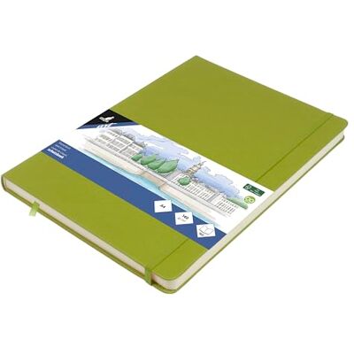 Kangaro Szkicownik A4 Lime Green PU twarda okładka, 80 arkuszy 140 gramów, kremowy papier z gumową taśmą i taśmą Kangaro Szkicownik A4 Lime Green PU twarda okładka, 80 arkuszy 140 gramów, kremowy papier z gumową taśmą i taśmą