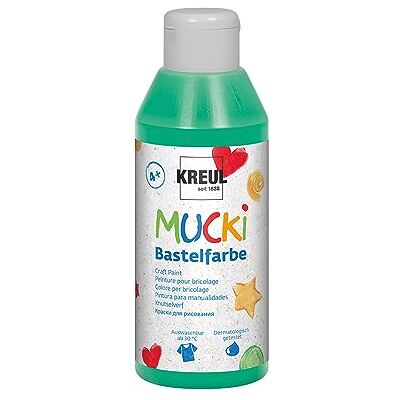 KREUL 24212 Mucki Farba do majsterkowania dla dzieci, 250 ml w kolorze zielonym, farba do malowania dla dzieci na bazie wody, bez parabenów, glutenu, laktozy i wegańska, zmywalna, do malowania pędzlem i gąbką KREUL 24212 Mucki Farba do majsterkowania dla dzieci, 250 ml w kolorze zielonym, farba do malowania dla dzieci na bazie wody, bez parabenów, glutenu, laktozy i wegańska, zmywalna, do malowania pędzlem i gąbką