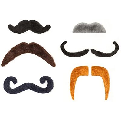 LEGAMI Zestaw 6 fałszywych naklejek, Hot MOU Stache, 10 x 6,3 cm, wąsy, łatwe do nakładania i odłączania, jednorazowa naklejka 3M, poliester i bawełna, FMU0001 LEGAMI Zestaw 6 fałszywych naklejek, Hot MOU Stache, 10 x 6,3 cm, wąsy, łatwe do nakładania i odłączania, jednorazowa naklejka 3M, poliester i bawełna, FMU0001