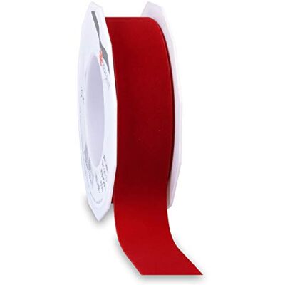 PRÄSENT Dokładna aksamitna wstążka, czerwona, 25 mm-10 m PRÄSENT Dokładna aksamitna wstążka, czerwona, 25 mm-10 m