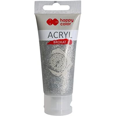 Happy Color Akrylowy brokat 60ml, srebrny, Happy Color Akrylowy brokat 60ml, srebrny,