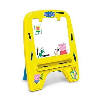 Chicos 52199 Peppa Pig Mój pierwsza tablica do pisania, odpowiednia do kredek i markerów, od 18 miesięcy, żółta, 58,7 x 33,3 x 75,2 cm Chicos 52199 Peppa Pig Mój pierwsza tablica do pisania, odpowiednia do kredek i markerów, od 18 miesięcy, żółta, 58,7 x 33,3 x 75,2 cm