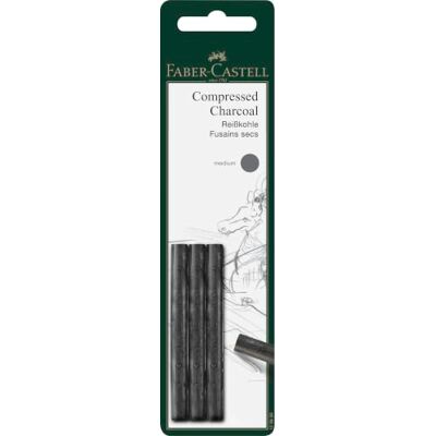 Faber-Castell węgiel rysunkowy Pitt medium, zestaw 3-częściowy Węgiel artystyczny o średniej twardości do rysunków, szkiców i cieniowania Faber-Castell węgiel rysunkowy Pitt medium, zestaw 3-częściowy Węgiel artystyczny o średniej twardości do rysunków, szkiców i cieniowania