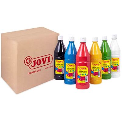 Jovi Płynna bombka, piórnik 6 pojemników 1 l, kolory podstawowe, farba na bazie naturalnych składników, łatwa do mycia, bezglutenowa, idealna do użytku szkolnego (511/6A) Jovi Płynna bombka, piórnik 6 pojemników 1 l, kolory podstawowe, farba na bazie naturalnych składników, łatwa do mycia, bezglutenowa, idealna do użytku szkolnego (511/6A)