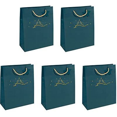 Sigel GT034/5 duże papierowe torebki na prezenty 33 x 26 cm, zestaw 5 sztuk, petrolblau, Boże Narodzenie Sigel GT034/5 duże papierowe torebki na prezenty 33 x 26 cm, zestaw 5 sztuk, petrolblau, Boże Narodzenie