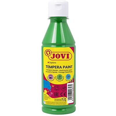 Jovi Płynna farba temperowa, butelka 250 ml, kolor średnio zielony, farba na bazie naturalnych składników, łatwa do mycia, bezglutenowa, idealna do użytku szkolnego (50217) Jovi Płynna farba temperowa, butelka 250 ml, kolor średnio zielony, farba na bazie naturalnych składników, łatwa do mycia, bezglutenowa, idealna do użytku szkolnego (50217)