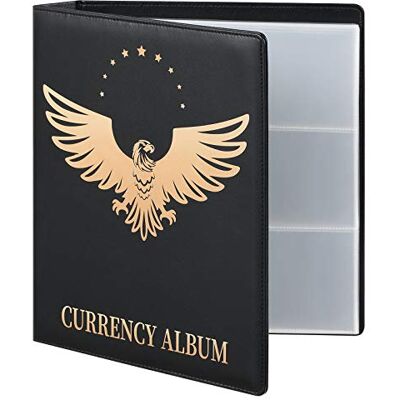 MUDOR 90 kieszeni, uchwyty na banknoty dolarowe dla kolekcjonerów, wysokiej jakości album ze światowej waluty PU, klasyczny papierowy, zbieranie pieniędzy, artykuły do segregatora, czarny MUDOR 90 kieszeni, uchwyty na banknoty dolarowe dla kolekcjonerów, wysokiej jakości album ze światowej waluty PU, klasyczny papierowy, zbieranie pieniędzy, artykuły do segregatora, czarny
