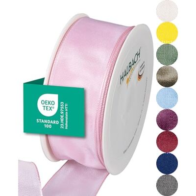 Halbach Seidenbänder Taśma prezentowa, 100% octan, jasnoróżowa, 40 mm 25 m Halbach Seidenbänder Taśma prezentowa, 100% octan, jasnoróżowa, 40 mm 25 m