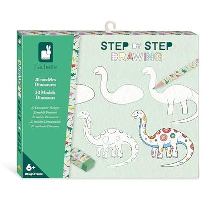 Janod Step by Step Drawing Naucz się rysować 20 modeli Dinos Zestaw rysunkowy dla dzieci Nauka rysowania i koncentracji Od 6 lat J09154 Janod Step by Step Drawing Naucz się rysować 20 modeli Dinos Zestaw rysunkowy dla dzieci Nauka rysowania i koncentracji Od 6 lat J09154