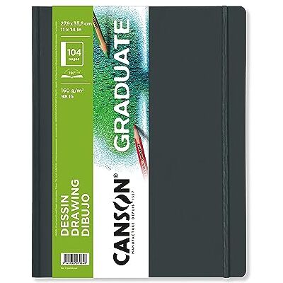 Canson Graduate Book, Notatnik do rysowania, Drobno ziarnisty, 160gsm, Sketchbook okładka 14x21,6cm, Biały, 104 ark Canson Graduate Book, Notatnik do rysowania, Drobno ziarnisty, 160gsm, Sketchbook okładka 14x21,6cm, Biały, 104 ark