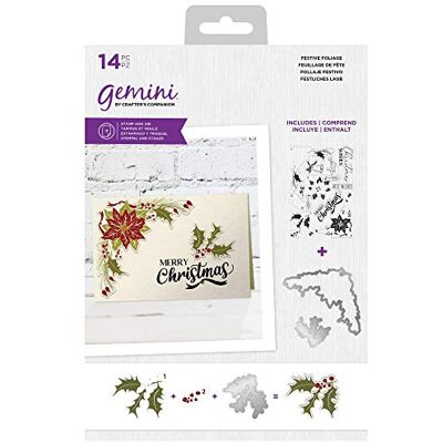 Crafter's Companion Gemini-Clear akrylowy stempel i metalowy zestaw matryc do wykrawania flojne liście, srebrny, jeden rozmiar Crafter's Companion Gemini-Clear akrylowy stempel i metalowy zestaw matryc do wykrawania flojne liście, srebrny, jeden rozmiar