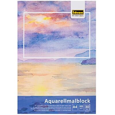 Idena 68162 Podkładka do Malowania Akwarelami A4 z 30 Arkuszami Kremowego, Grubego Papieru o Gramaturze 300G/Sqm, Podkładka do Rysowania Akwarelami & Akwarelami Idena 68162 Podkładka do Malowania Akwarelami A4 z 30 Arkuszami Kremowego, Grubego Papieru o Gramaturze 300G/Sqm, Podkładka do Rysowania Akwarelami & Akwarelami