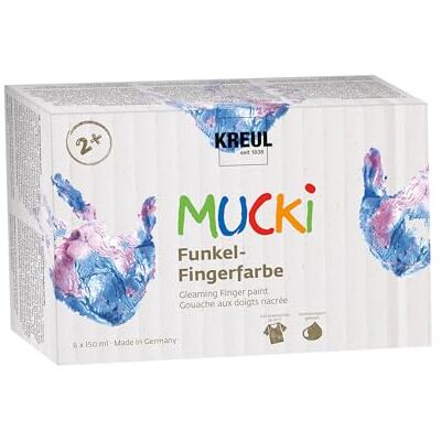 KREUL 2319 Mucki sparkle finger paint, 6 x 150 ml, wodne, mieniące się farby do malowania palcami dla dzieci od 2 roku życia KREUL 2319 Mucki sparkle finger paint, 6 x 150 ml, wodne, mieniące się farby do malowania palcami dla dzieci od 2 roku życia