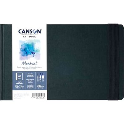 Canson Professional Book, papier akwarelowy, drobny ziarnisty, 300 g/m2, zszywany notatnik, twarda okładka, 25 x 15 cm, biały, 24 arkusze Canson Professional Book, papier akwarelowy, drobny ziarnisty, 300 g/m2, zszywany notatnik, twarda okładka, 25 x 15 cm, biały, 24 arkusze