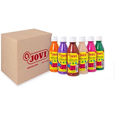 Jovi Płynna bombka, piórnik 6 pojemników po 250 ml, kolory wtórne, farba na bazie naturalnych składników, łatwa do mycia, bezglutenowa, idealna do użytku szkolnego (502/6B) Jovi Płynna bombka, piórnik 6 pojemników po 250 ml, kolory wtórne, farba na bazie naturalnych składników, łatwa do mycia, bezglutenowa, idealna do użytku szkolnego (502/6B)