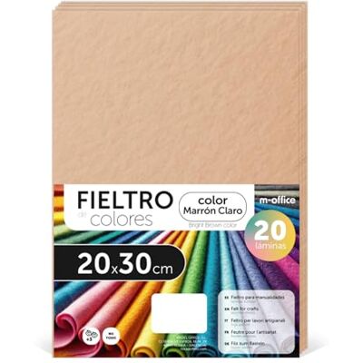 m-office Kolorowe pieluchy, filc do kreatywnych robótek, szycia i patchworku, materiał do scrapbookingu i dekoracji, zestaw farb DIY, rękodzieło i DIY, 20 x 30 cm (jasnobrązowy, 20 sztuk) m-office Kolorowe pieluchy, filc do kreatywnych robótek, szycia i patchworku, materiał do scrapbookingu i dekoracji, zestaw farb DIY, rękodzieło i DIY, 20 x 30 cm (jasnobrązowy, 20 sztuk)