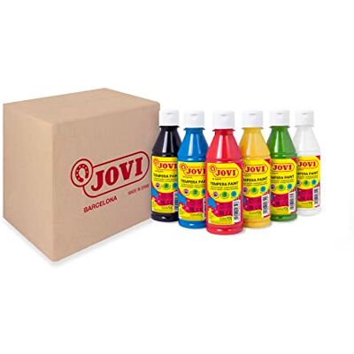 Jovi Płynna termatka, piórnik 6 pojemników po 250 ml, kolory podstawowe, farba na bazie naturalnych składników, łatwa do mycia, bezglutenowa, idealna do użytku szkolnego (502/6A) Jovi Płynna termatka, piórnik 6 pojemników po 250 ml, kolory podstawowe, farba na bazie naturalnych składników, łatwa do mycia, bezglutenowa, idealna do użytku szkolnego (502/6A)