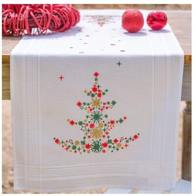 Vervaco Zestaw Bieżnika do Haftu z Nadrukiem Haft Płaski UDEKOROWANA CHOINKA Zestaw Kreatywny dla Dorosłych 40 x 100 cm DIY Dekoracja Świąteczna ze Zmywalnym Wzorem Cross Stitch Kit Vervaco Zestaw Bieżnika do Haftu z Nadrukiem Haft Płaski UDEKOROWANA CHOINKA Zestaw Kreatywny dla Dorosłych 40 x 100 cm DIY Dekoracja Świąteczna ze Zmywalnym Wzorem Cross Stitch Kit