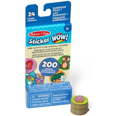 Melissa & Doug Sticker Wow! Mini Blok Aktywności i 200 Naklejek do Uzupełniania Zabawka do Majsterkowania i Kolekcjonowania z Różnymi Naklejkami Niespodziankami Melissa & Doug Sticker Wow! Mini Blok Aktywności i 200 Naklejek do Uzupełniania Zabawka do Majsterkowania i Kolekcjonowania z Różnymi Naklejkami Niespodziankami