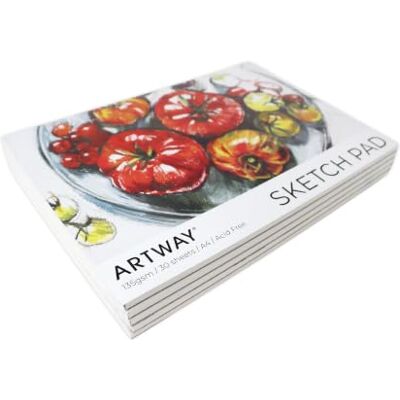 Artway Blok Szkicowy A4, Papier 135g/m², Zestaw 5 szt. 30 kartek (60 stron) Do Ołówka, Węgla, Pasteli, Pióra i Atramentu oraz Markerów, Sklejony dla Łatwego Odrywania, Bezkwasowy Artway Blok Szkicowy A4, Papier 135g/m², Zestaw 5 szt. 30 kartek (60 stron) Do Ołówka, Węgla, Pasteli, Pióra i Atramentu oraz Markerów, Sklejony dla Łatwego Odrywania, Bezkwasowy