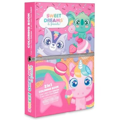 Kids Licensing Książka do ćwiczeń i ołówków Sweet Dreams, Kolorowanka i zajęcia 2 w 1 dla dziewcząt, gra edukacyjna i artystyczna Kids Licensing Książka do ćwiczeń i ołówków Sweet Dreams, Kolorowanka i zajęcia 2 w 1 dla dziewcząt, gra edukacyjna i artystyczna