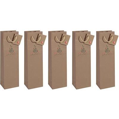 Sigel GT042/5 torebki na prezenty z papieru typu kraft, zestaw 5 sztuk, 35 x 10 cm, brązowe, Boże Narodzenie Sigel GT042/5 torebki na prezenty z papieru typu kraft, zestaw 5 sztuk, 35 x 10 cm, brązowe, Boże Narodzenie
