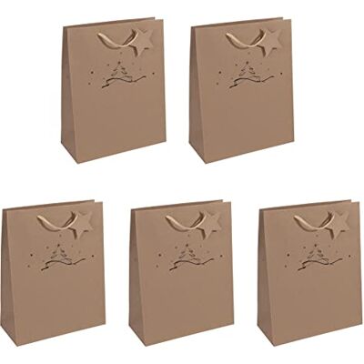 Sigel GT037/5 duże torebki na prezenty z papieru typu kraft, zestaw 5 sztuk, 33 x 26 cm, brązowe, Boże Narodzenie Sigel GT037/5 duże torebki na prezenty z papieru typu kraft, zestaw 5 sztuk, 33 x 26 cm, brązowe, Boże Narodzenie
