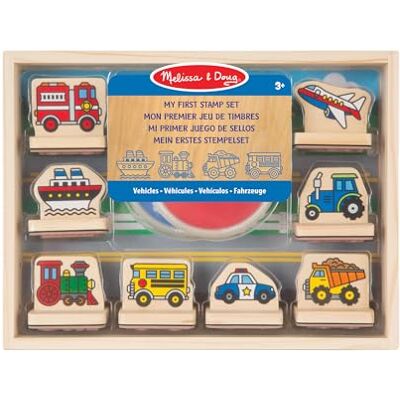 Melissa & Doug 12391 My First zestaw drewnianych stempli – pojazdy sztuka i rzemiosło zestawy stempli i szablony 4+ prezent dla chłopca lub dziewczynki, wielokolorowy, 27,94 cm x 4,572 cm x Melissa & Doug 12391 My First zestaw drewnianych stempli – pojazdy sztuka i rzemiosło zestawy stempli i szablony 4+ prezent dla chłopca lub dziewczynki, wielokolorowy, 27,94 cm x 4,572 cm x