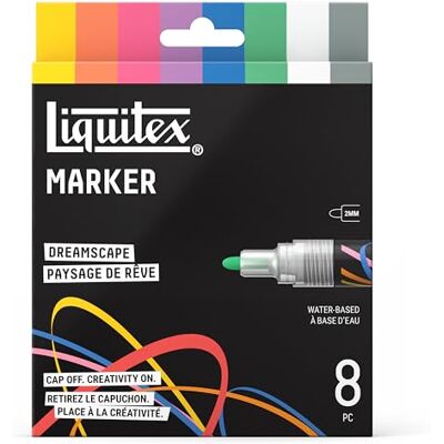 Liquitex 3699485 Markery Akrylowe Dreamscape Set, 8x 2mm acrylic paint markers, wysoko kryjące, multi-surface do blendingu, layering i highlightingu Liquitex 3699485 Markery Akrylowe Dreamscape Set, 8x 2mm acrylic paint markers, wysoko kryjące, multi-surface do blendingu, layering i highlightingu