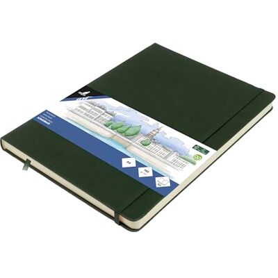 Kangaro Szkicownik A4 Forest Green PU twarda okładka 80 arkuszy 140 gramów kremowy papier z gumową taśmą i taśmą Kangaro Szkicownik A4 Forest Green PU twarda okładka 80 arkuszy 140 gramów kremowy papier z gumową taśmą i taśmą