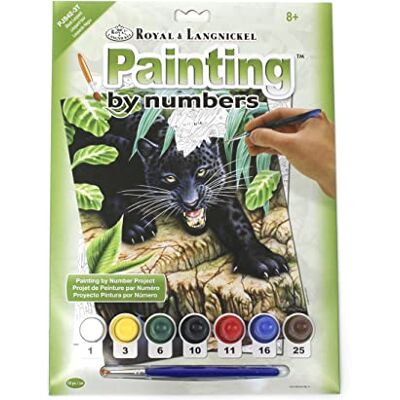 Pracht Creatives Hobby Royal & Langnickel, Malowanie po Numerach Black Panther, Zawiera Kolory i Pędzle, dla Dorosłych i Dzieci od 8 Lat Pracht Creatives Hobby Royal & Langnickel, Malowanie po Numerach Black Panther, Zawiera Kolory i Pędzle, dla Dorosłych i Dzieci od 8 Lat