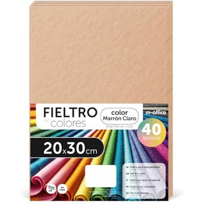 m-office Kolorowe pieluchy, filc do kreatywnych robótek, szycia i patchworku, materiał do scrapbookingu i dekoracji, zestaw farb DIY, rękodzieło i DIY, 20 x 30 cm (jasnobrązowy, 40 szt.) m-office Kolorowe pieluchy, filc do kreatywnych robótek, szycia i patchworku, materiał do scrapbookingu i dekoracji, zestaw farb DIY, rękodzieło i DIY, 20 x 30 cm (jasnobrązowy, 40 szt.)