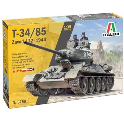 Italeri 6758 T34/85 Zavod 112, w skali 1:35, plastikowy model/model z tworzywa sztucznego do montażu Italeri 6758 T34/85 Zavod 112, w skali 1:35, plastikowy model/model z tworzywa sztucznego do montażu