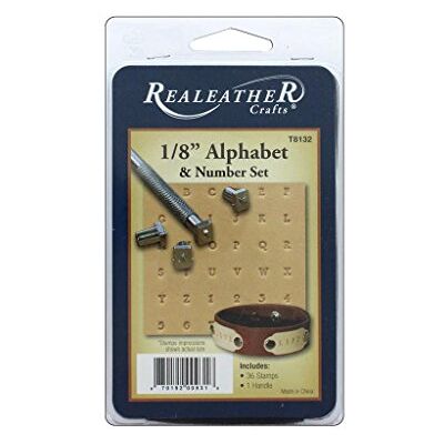 Realeather Crafts Silver Creek Leather Realeather 1/8" alfabet i cyfry, zestaw stempli chromowanych Realeather Crafts Silver Creek Leather Realeather 1/8" alfabet i cyfry, zestaw stempli chromowanych