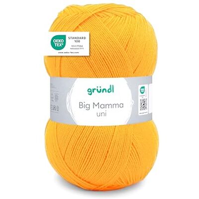 Gründl Big Mamma uni (przędza do robienia na drutach i szydełkowania o charakterze przypominającym wełnę, ze 100% poliakrylu, 400 g/1040 m, grubość drutów: 3,5 – 4,5, 1 x 400 g), curry żółty, 29 x 16 Gründl Big Mamma uni (przędza do robienia na drutach i szydełkowania o charakterze przypominającym wełnę, ze 100% poliakrylu, 400 g/1040 m, grubość drutów: 3,5 – 4,5, 1 x 400 g), curry żółty, 29 x 16
