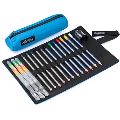 Cretacolor Rolowane etui "Aqua Set" 25-częściowy – kredki akwarelowe i AquaGraph w artystycznym etui – wodne kredki z akcesoriami – kreatywne akwarelowanie w podróży Cretacolor Rolowane etui "Aqua Set" 25-częściowy – kredki akwarelowe i AquaGraph w artystycznym etui – wodne kredki z akcesoriami – kreatywne akwarelowanie w podróży