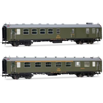 Electrotren HE4037 RENFE, zestaw 2-częściowy 5000 wagonów, bagaż BBD4 + drążek AAR, stare miechy, malowanie oliwkowo-zielone, odcinek IV Electrotren HE4037 RENFE, zestaw 2-częściowy 5000 wagonów, bagaż BBD4 + drążek AAR, stare miechy, malowanie oliwkowo-zielone, odcinek IV