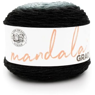 Lion Brand Yarn Gradient mandali, wielokolorowa przędza do robienia na drutach, szydełkowania i rękodzieła, czarna, 1 opakowanie Lion Brand Yarn Gradient mandali, wielokolorowa przędza do robienia na drutach, szydełkowania i rękodzieła, czarna, 1 opakowanie