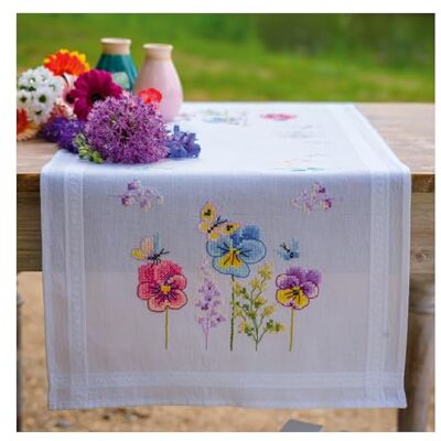 Vervaco Haft Krzyżykowy z Nadrukiem Zestaw do Haftu Bieżnika FIOŁKI Zestaw Kreatywny dla Dorosłych 40 x 100 cm DIY Dekoracja Stołu ze Zmywalnym Wzorem Cross Stitch Kit Vervaco Haft Krzyżykowy z Nadrukiem Zestaw do Haftu Bieżnika FIOŁKI Zestaw Kreatywny dla Dorosłych 40 x 100 cm DIY Dekoracja Stołu ze Zmywalnym Wzorem Cross Stitch Kit