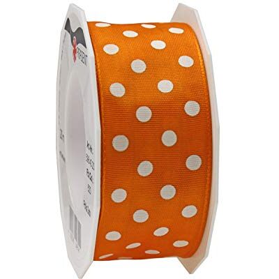 PRÄSENT Polka DOTS wstążka tafty, pomarańczowa/biała, 40 mm-20 m PRÄSENT Polka DOTS wstążka tafty, pomarańczowa/biała, 40 mm-20 m