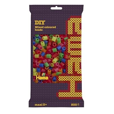 Hama 8472 – koraliki do prasowania Maxi, ok. 500 sztuk w różnych kolorach neonowych Hama 8472 – koraliki do prasowania Maxi, ok. 500 sztuk w różnych kolorach neonowych