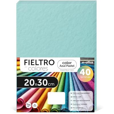m-office Kolorowe pieluchy, filc do kreatywnych robótek, szycia i patchworku, materiał do scrapbookingu i dekoracji, zestaw farb DIY, rękodzieło i DIY, 20 x 30 cm (pastelowy niebieski, 40 szt.) m-office Kolorowe pieluchy, filc do kreatywnych robótek, szycia i patchworku, materiał do scrapbookingu i dekoracji, zestaw farb DIY, rękodzieło i DIY, 20 x 30 cm (pastelowy niebieski, 40 szt.)